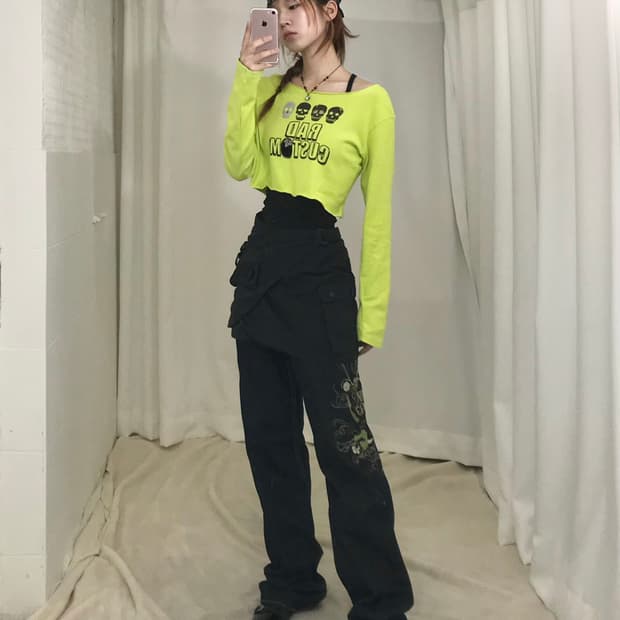 💀 빈티지 네온 펑크 테크웨어 코디 세트
