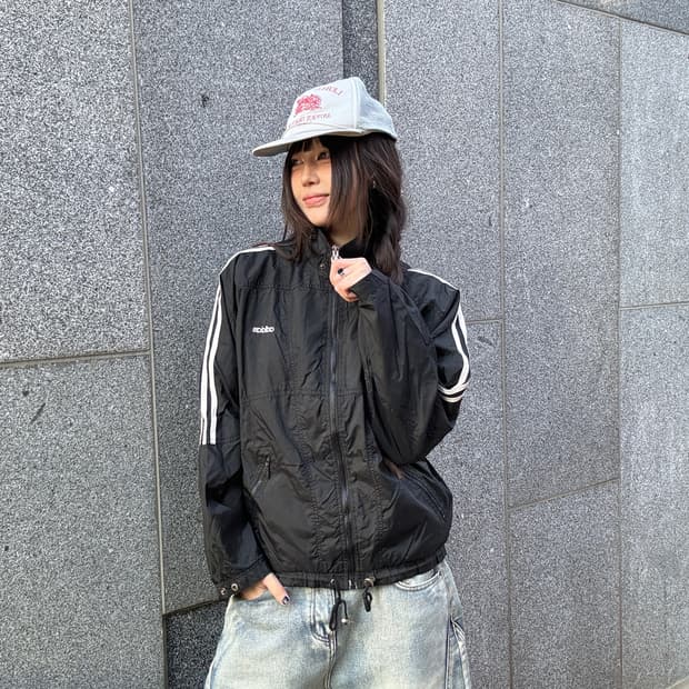 90s 올드스쿨 ADIDAS 블랙 트랙 바람막이