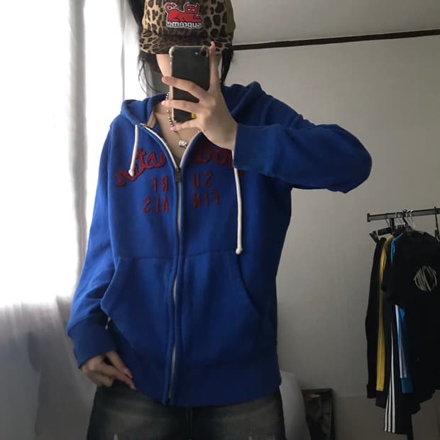 홀리스터 블루 버건디 후드집업