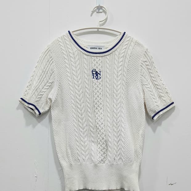 [M] 제너럴아이디어 케이블 반팔 니트 화이트