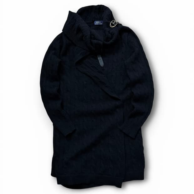 폴로 랄프로렌 울 캐시미어 숄케이프 랩 니트 드레스