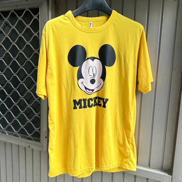 NONE vintage Mickey Mouse yellow tee