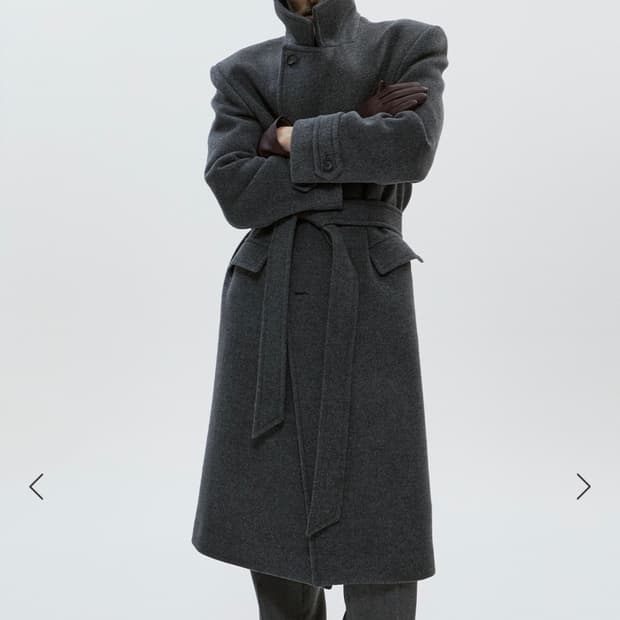 세비지 그레이 벨트 코트 L