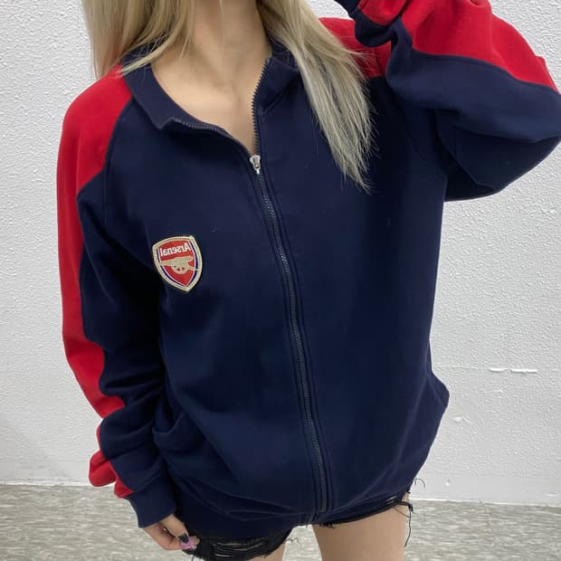 아스날 레드배색 네이비 집업 XXL