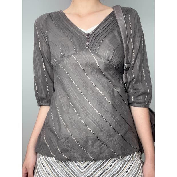 빈티지 브라운 히피 보헤미안 블라우스