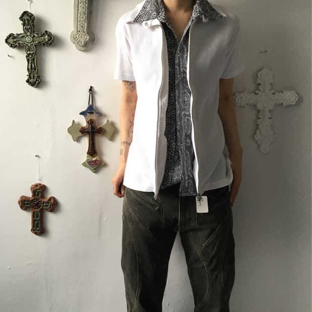 Python pattern collar layered zip up