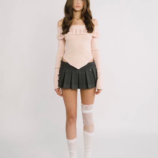 쓰리타임즈 로우 플리츠 스커트 s 차콜 그레이 Loew pleats