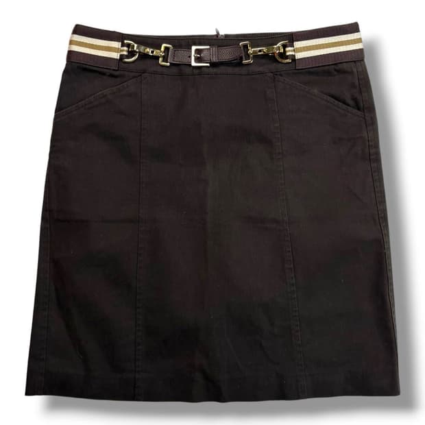 Max Mara 스트라이프 벨티드 스커트