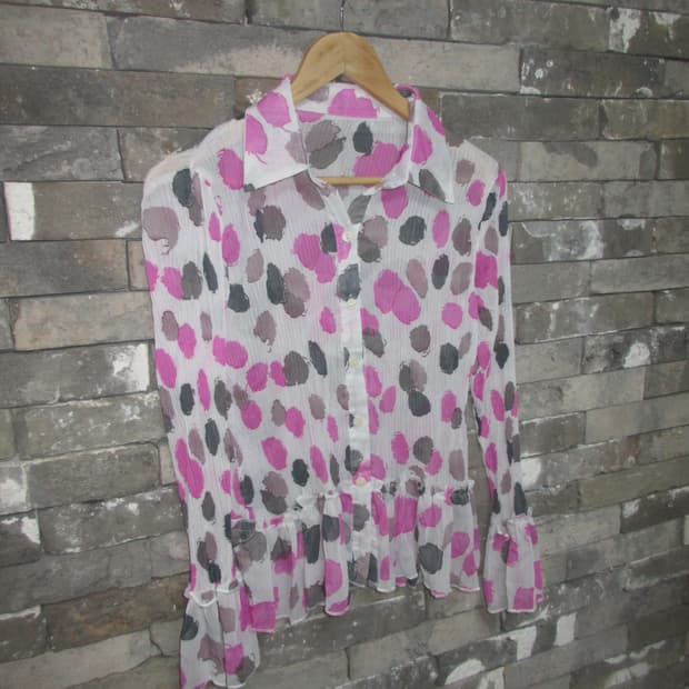 dot frill see-through shffon bl cardigan