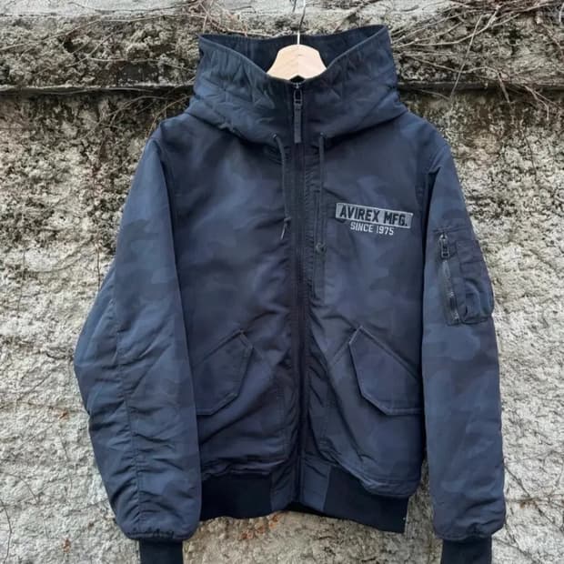 아비렉스 밀리터리 카모 후드 ma1 자켓 XL