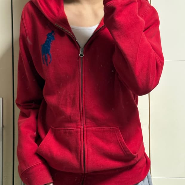 폴로 랄프로렌 레드 후드집업