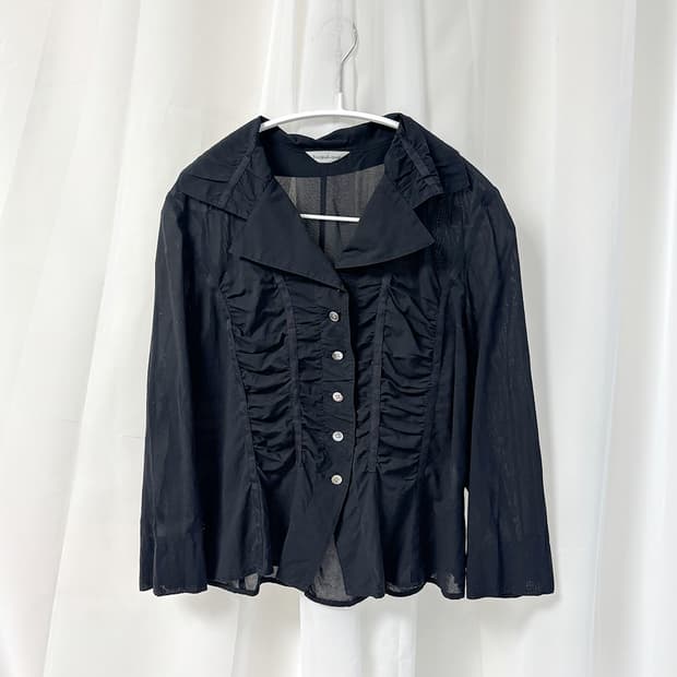 temne two-shirring 3/4 sleeve shirt