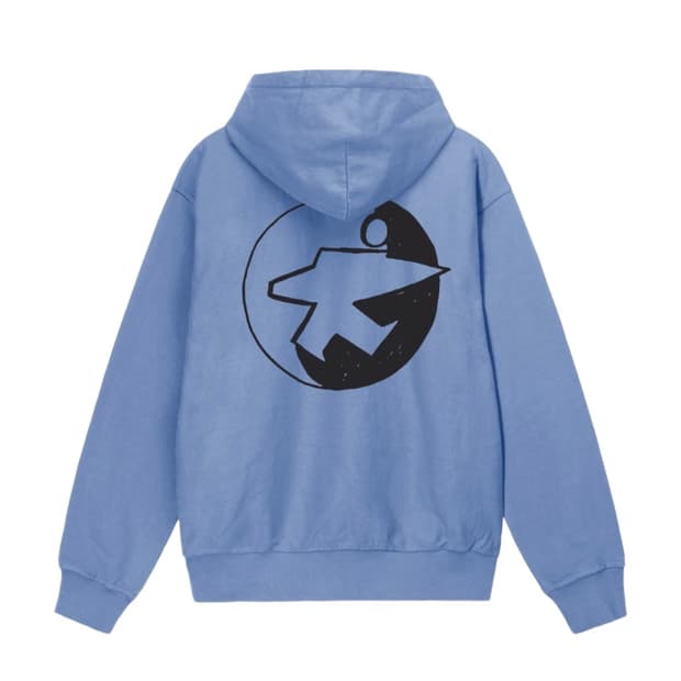 스투시 x 아워레가시 워크샵 서프맨 피그먼트 다이드 후드 블루