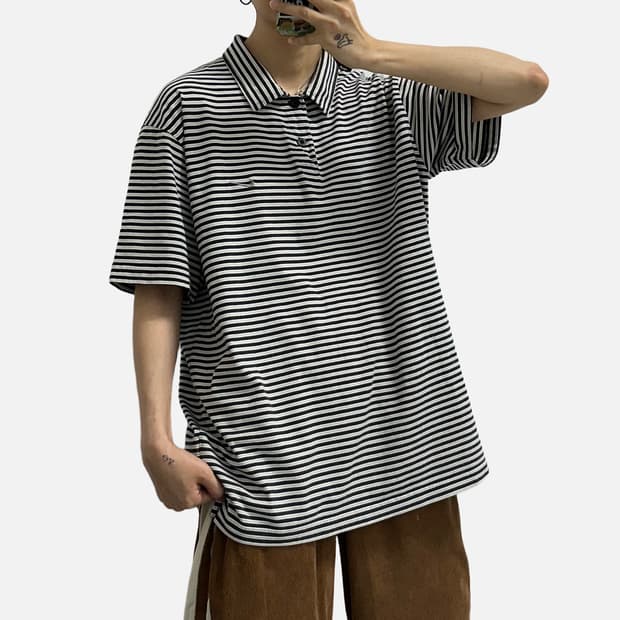 나이키 00s 스트라이프 반팔 카라티 코튼 피케셔츠
