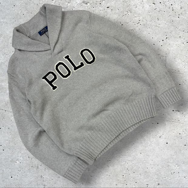 [M] 폴로 랄프로렌 POLO 로고 니트 스웨터 회색 D974