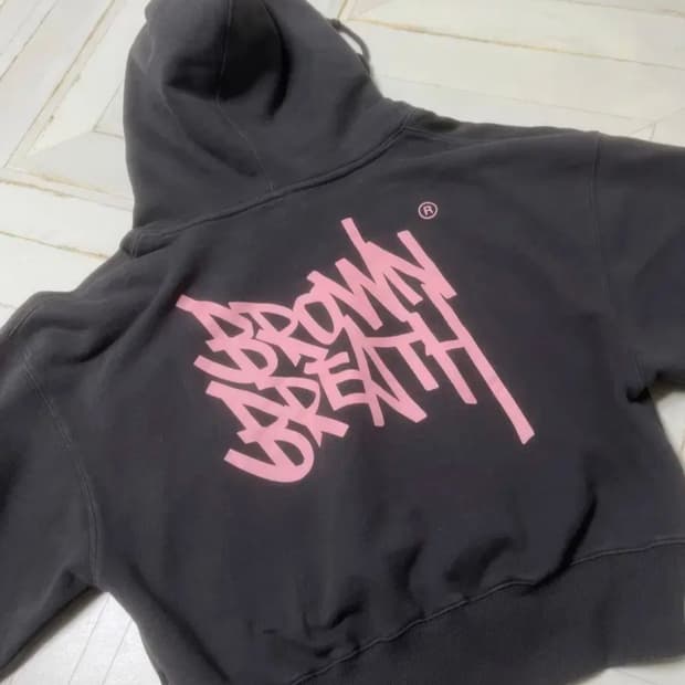 브라운브레스 크롭 후드티 오트밀,차콜