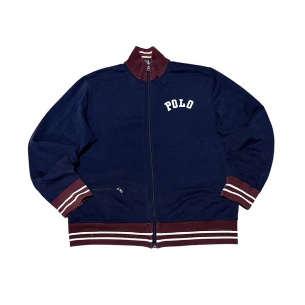 폴로 랄프로렌 00s 올드스쿨 네이비/버건디 스펠아웃 트랙탑 집업