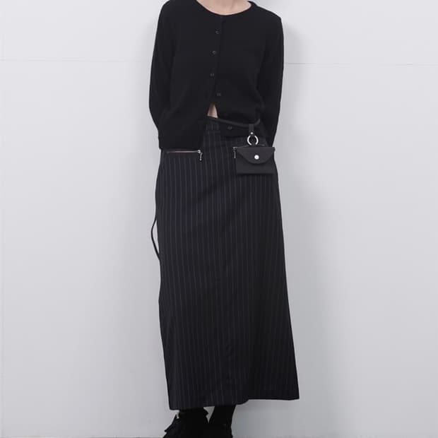 오헤시오 스트라이프 슬릿 스커트