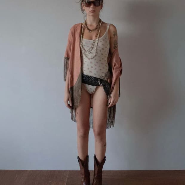 스컬프터 boho hawaiian shirt brown stripe