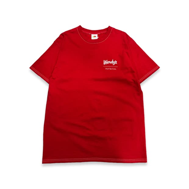 (S)프룻오브더룸 x wendy's 버건디컬러 양면 프린트 코튼 반팔