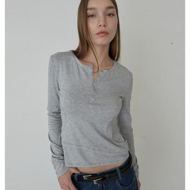 Double Layer Cut out Tee - grey