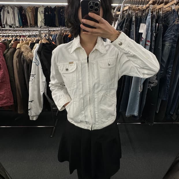 OS)랭글러 빈티지 124MJ 화이트 데님 트러커 자켓