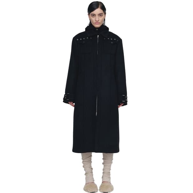 새릭 CERRIC 아일렛 디테일 울 블렌드 롱 코트