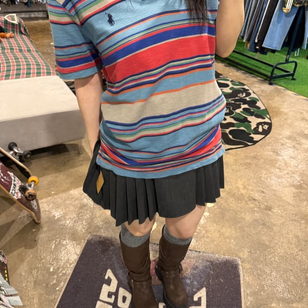 폴로 랄프로렌 커스텀핏 멀티 스트라이프 반팔 카라티