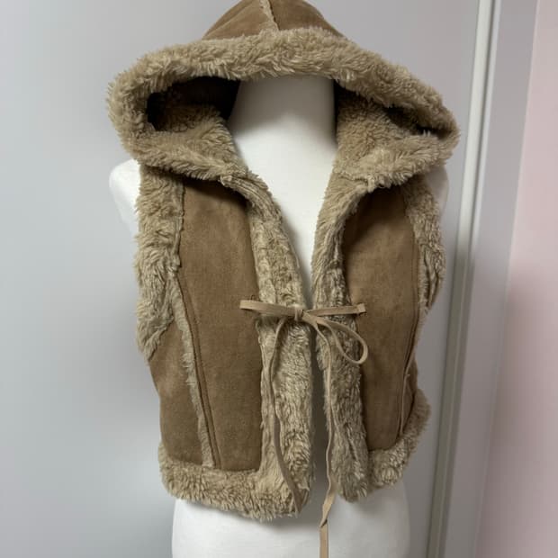 빈티지 브라운 모리 후드 퍼베스트