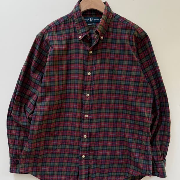 Polo 폴로 랄프로렌 그린포니 버건디체크 클래식핏 셔츠