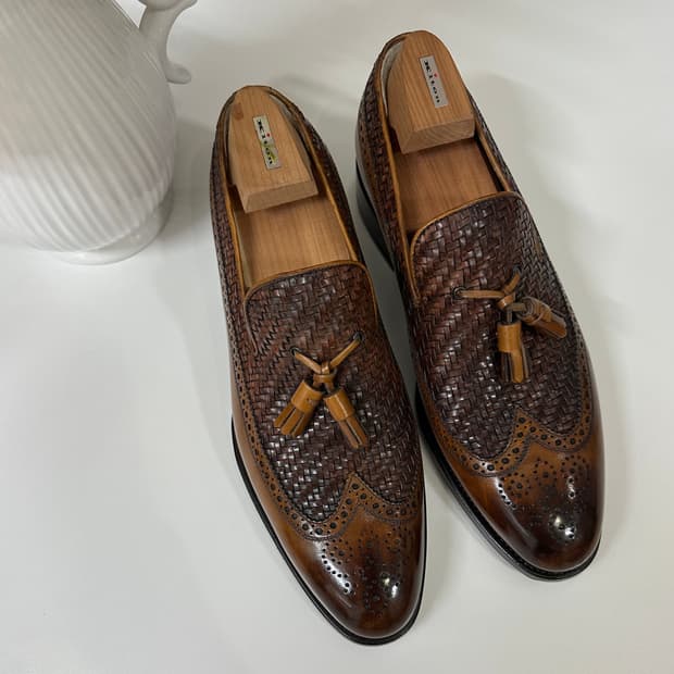 키톤 브라운 송아지 가죽 옥스포드 브로그 슈즈 구두