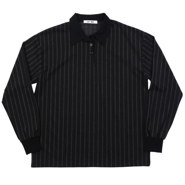 Pin stripe boxy polo shirt(black)