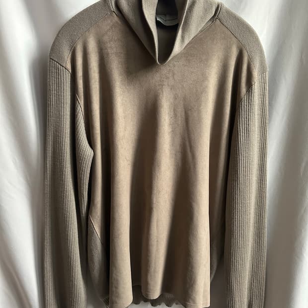 솔리드 옴므 스웨이드 골지 목폴라 