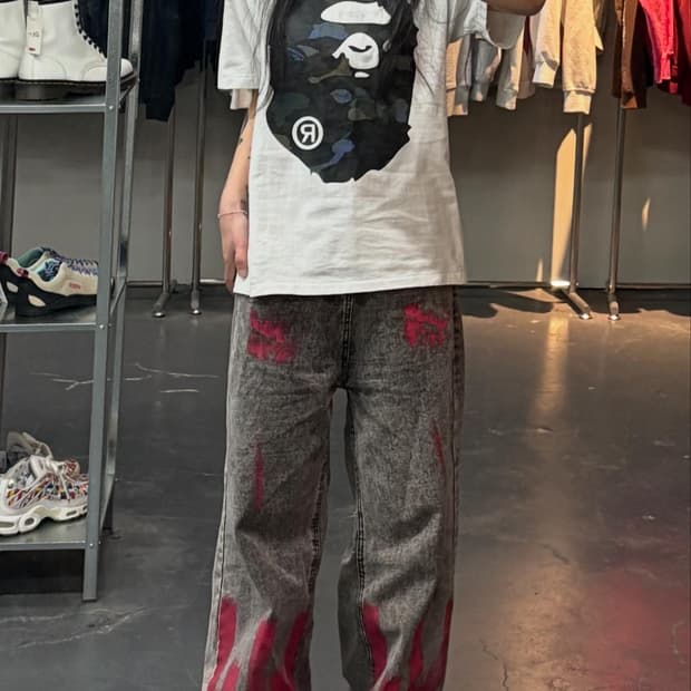 베이프 카모 빅사루 화이트반팔 A3429