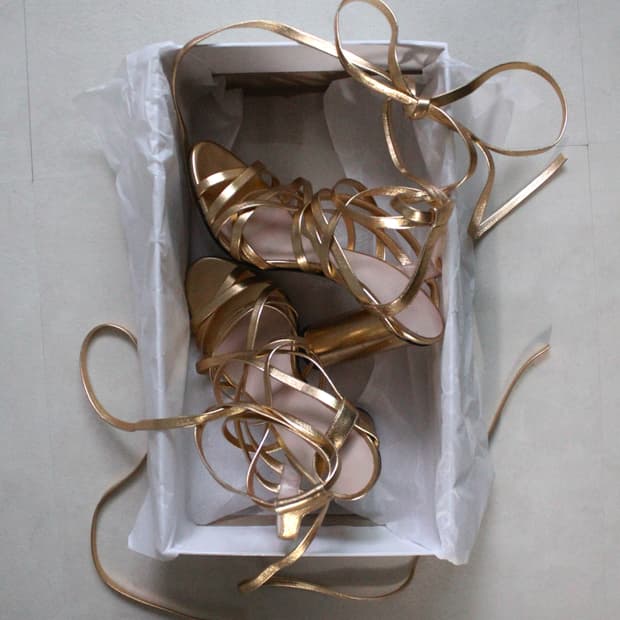 Jill stuart gold lace up heels