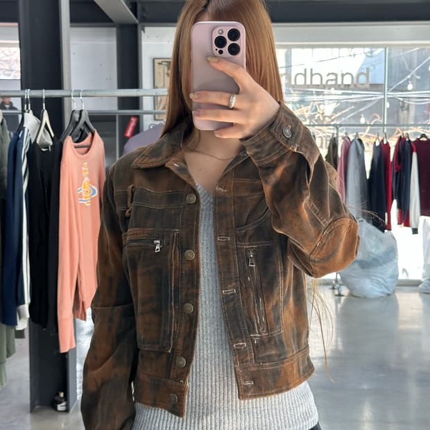 INLOVE 프랑스 Y2k 벨티드 버튼 포켓 자켓