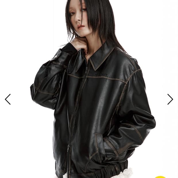 러프넥 레더 블루종 자켓