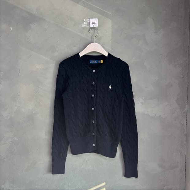 폴로 랄프로렌 꽈배기 니트 가디건 네이비