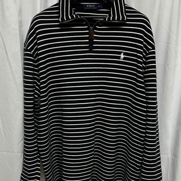 no.137 폴로 랄프로렌 스트라이프하프집업맨투맨 XL