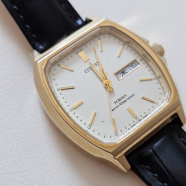 빈티지 시티즌 FORMA 금장 가죽 시계