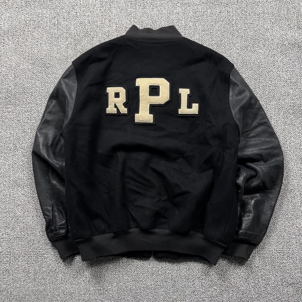 폴로 스포츠 00s RPL로고 카우 하이드 모직 바시티 자켓
