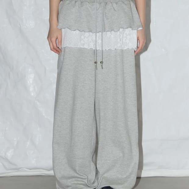 팬시클럽 프릴 레이스 버튼 스웻팬츠