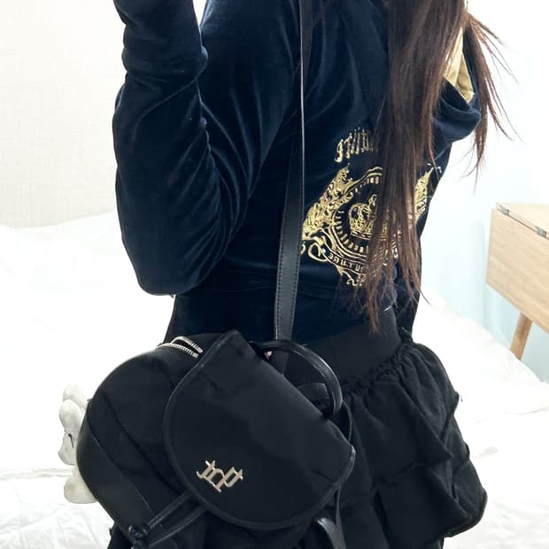 쥬시꾸뛰르 빅로고 네이비 벨벳 후드집업