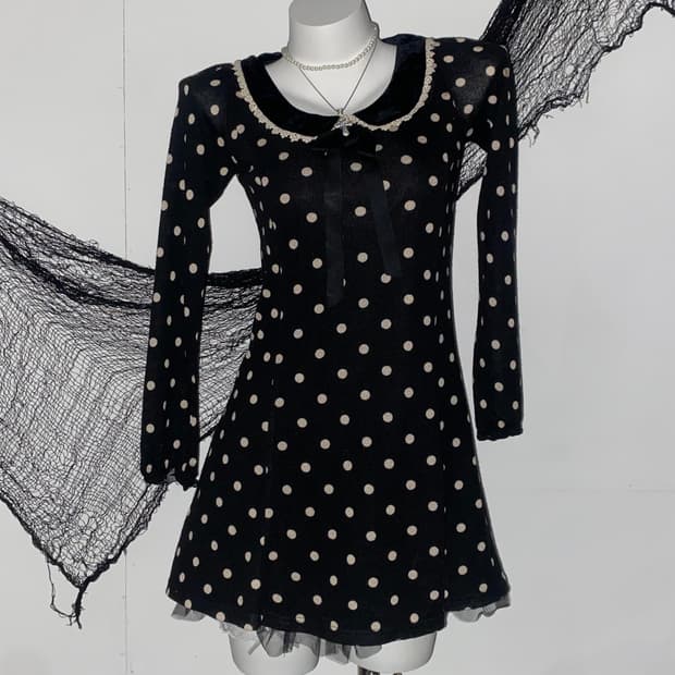 트랄랄라 도트 로걀 공겜여주 원피스 ໒꒱