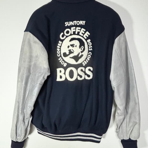 산토리 보스커피 빈티지 레더 바시티 자켓