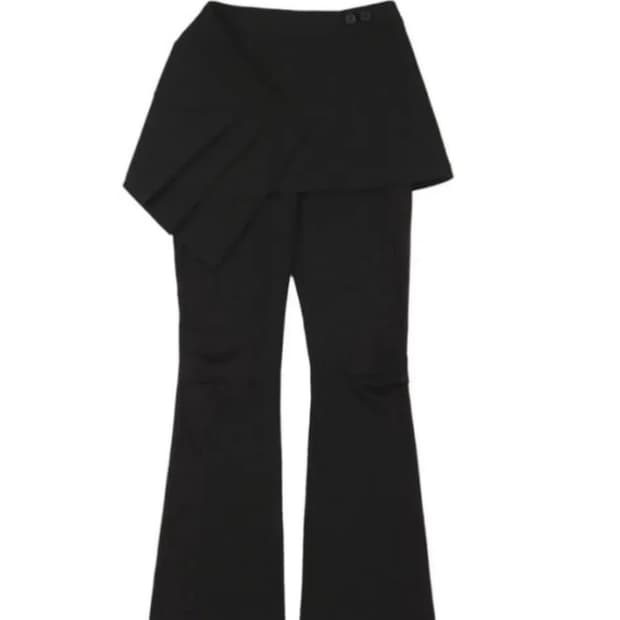 오호스 플리츠 스커트 팬츠 블랙