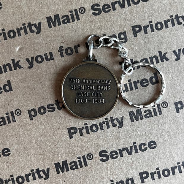 90s vtg Bank 75th Anniversary Keyring