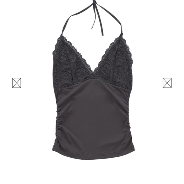 애즈온 CINDY LACE HALTER TOP CHARCOAL