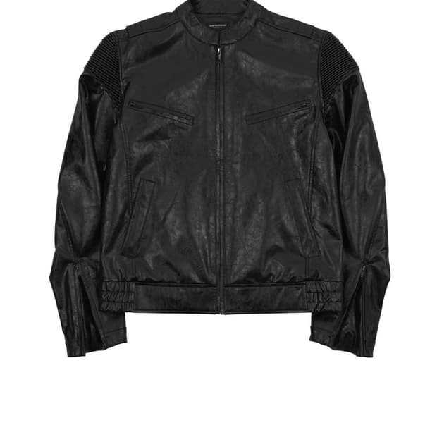 FAR CRACKED TEXTURE LEATHER JACKET 1size