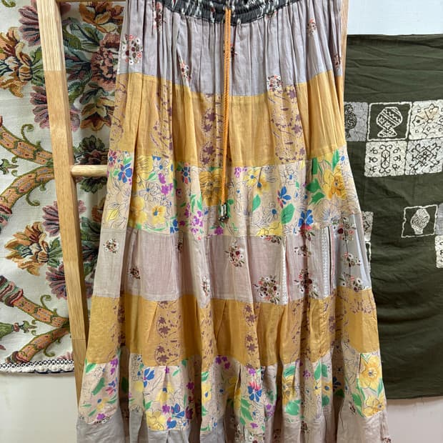 히피 모리 하구미 패턴 롱 스커트